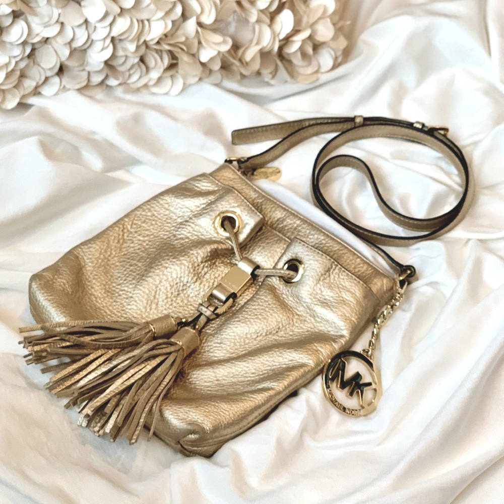 Metallic Gold Michael Kors Camden Crossbody Purse